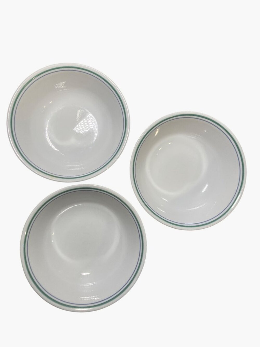 Corelle Corning COUNTRY COTTAGE White Bowl With Green and Blue Stripe Pattern - Picture 2 of 8